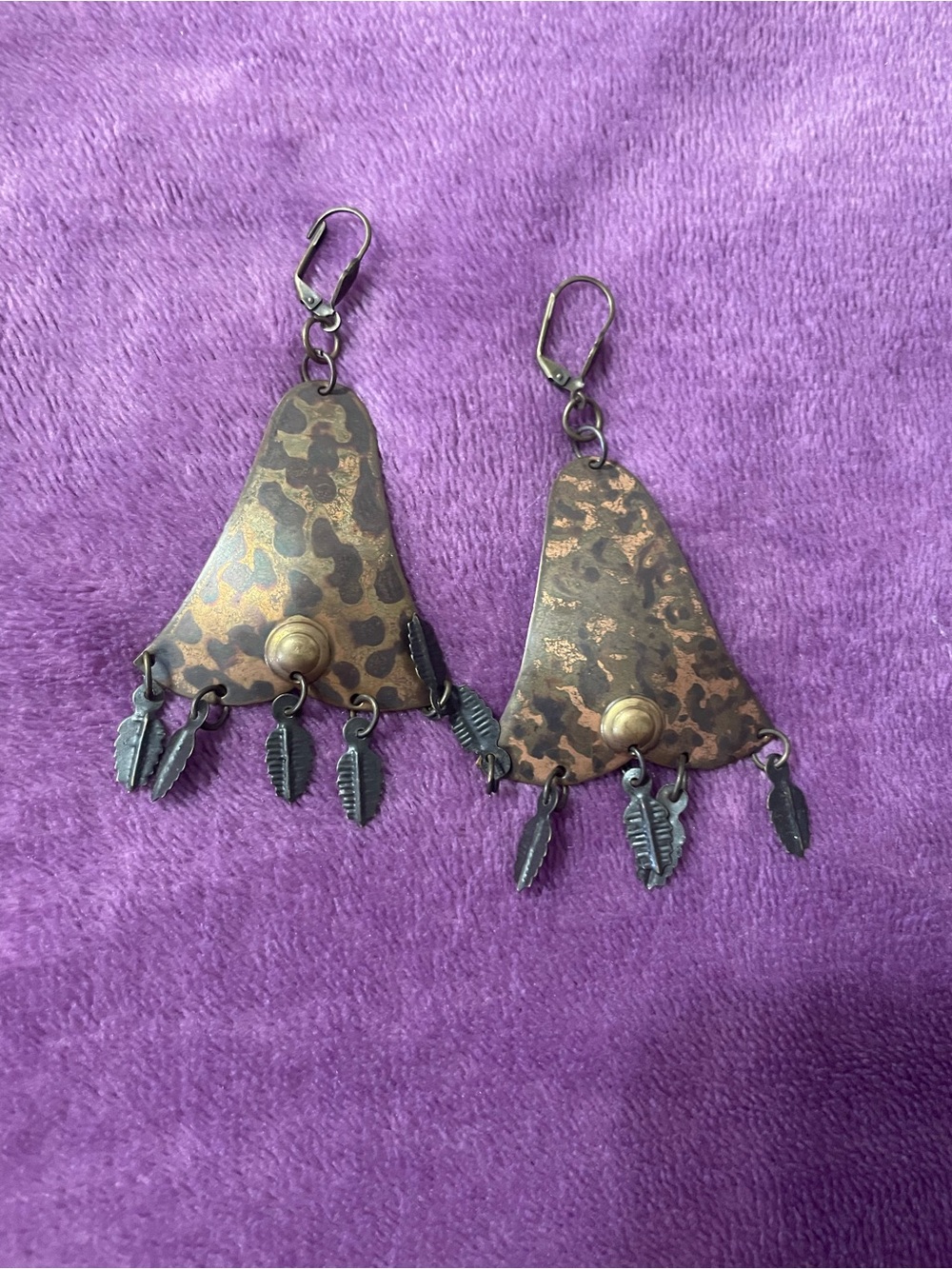 Handcrafted Copper Tone Tribal Dangle Earrings
